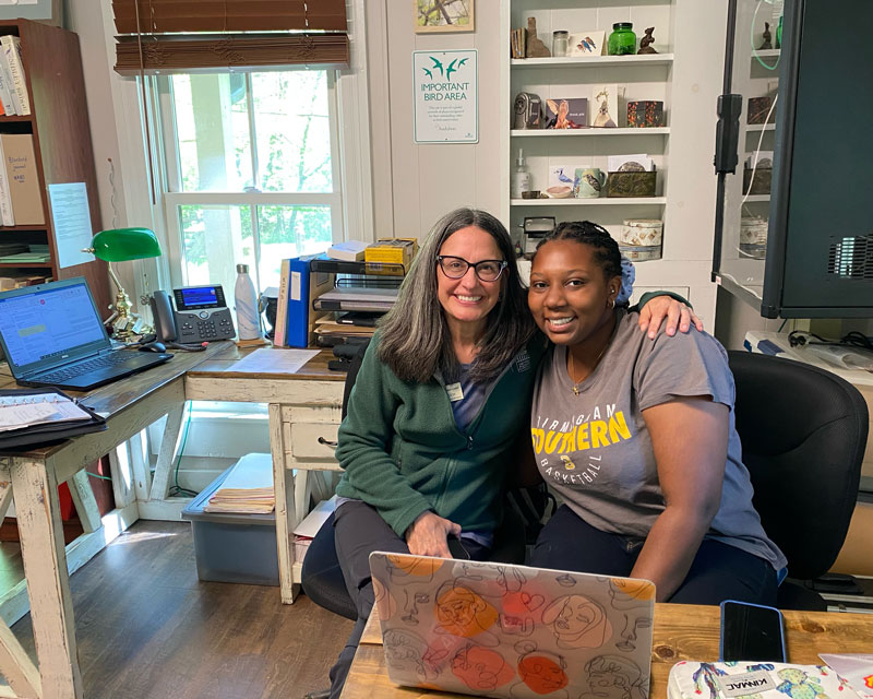 Bird Coordinator, Laura Cook and Azia Tanks.