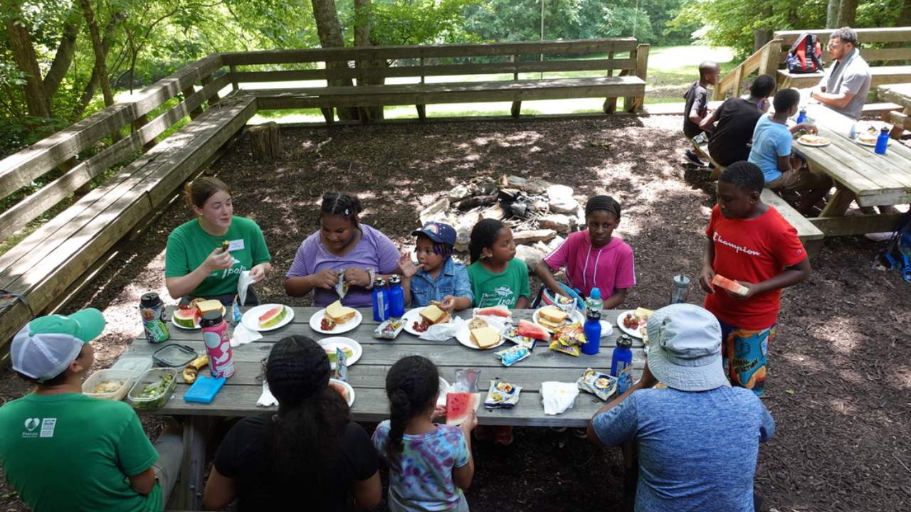 Kids at picnic table