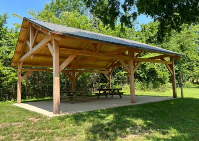 Outdoor wooden pavilion