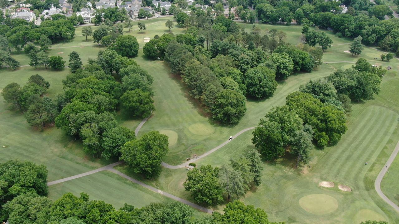 Drone image of golf course